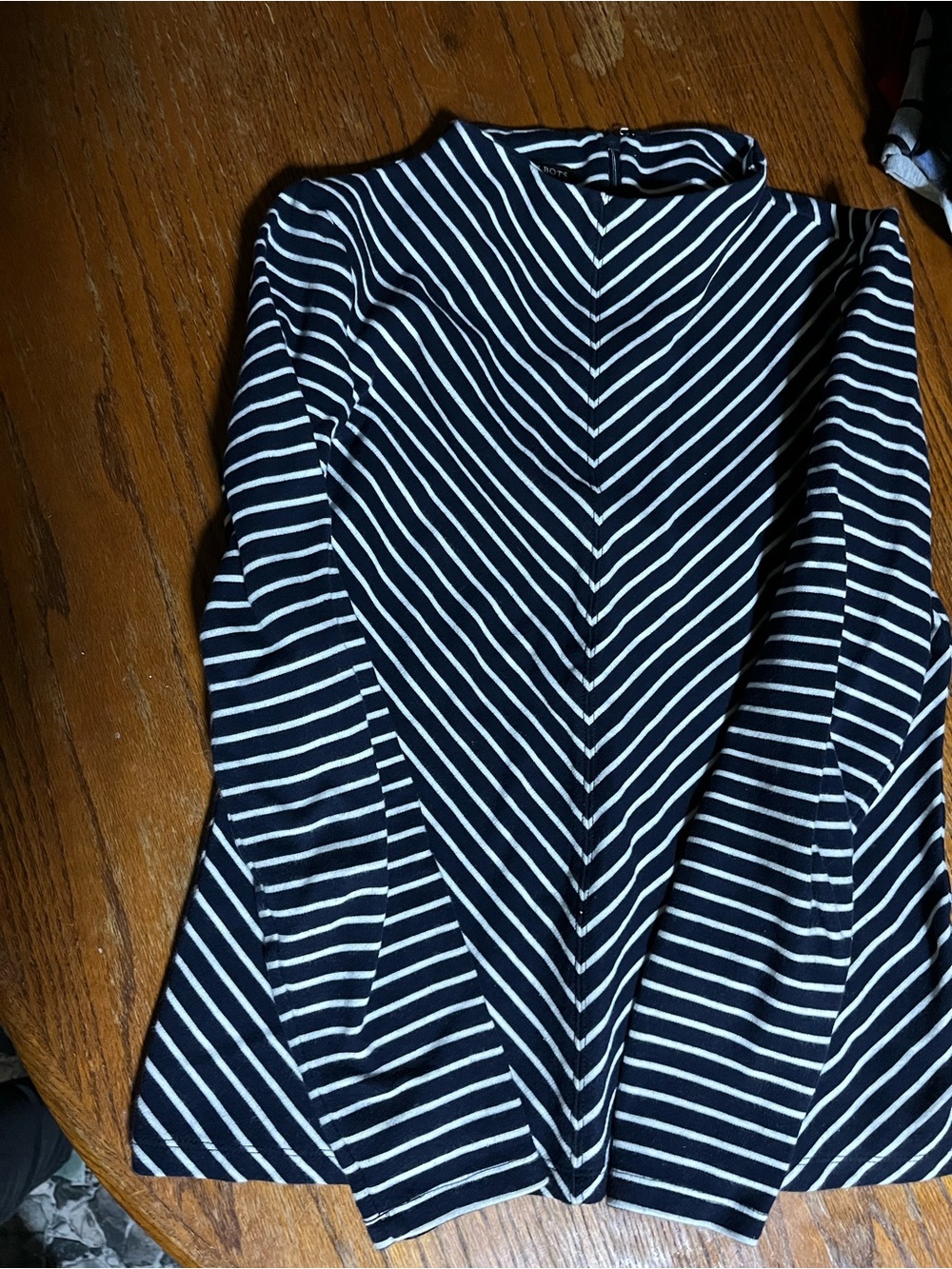Talbots Navy and White Striped Long Sleeve Top
